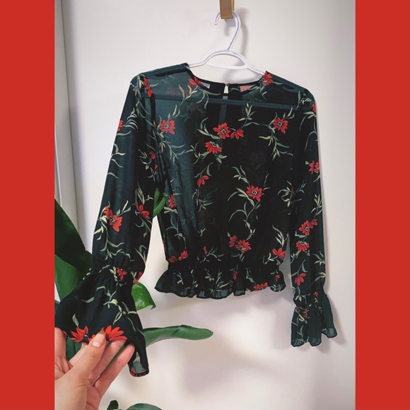 🖤🌹sheer vintage floral blouse🌹🖤 - Picture 2 of 8